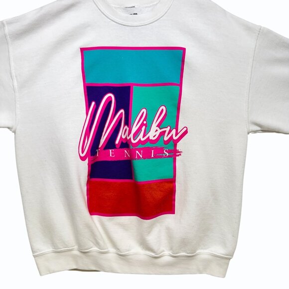 Malibu Barbie Tennis Sweatshirt Womens XL Colorful Sportswear Crewneck Sweater - Picture 1 of 7